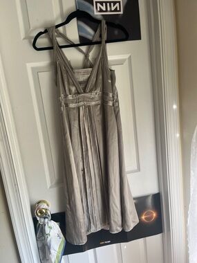 Silver silk apanage femme knotted bandage style a line dress